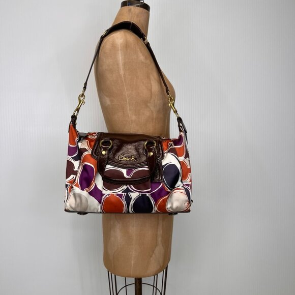 Coach Satchel Women Shoulder Bag Ashley Scarf Convertible Casual Work Core Ex - Picture 1 of 16